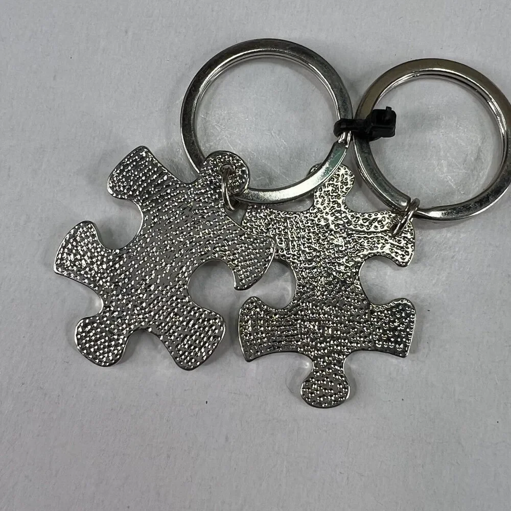 Vintage I Love You To The Moon & Back His and Her Keychain Puzzle Pieces 1.5
